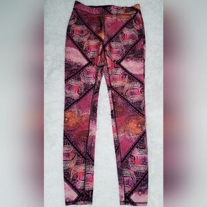 Mossimo Workout Leggings - Pink & Black Boho Print - Size Medium
